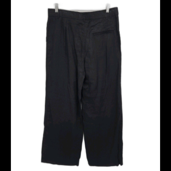Reformation Womens High Rise Wide Leg Trouser Pants 100% Linen Black 10P Petite - Picture 2 of 4